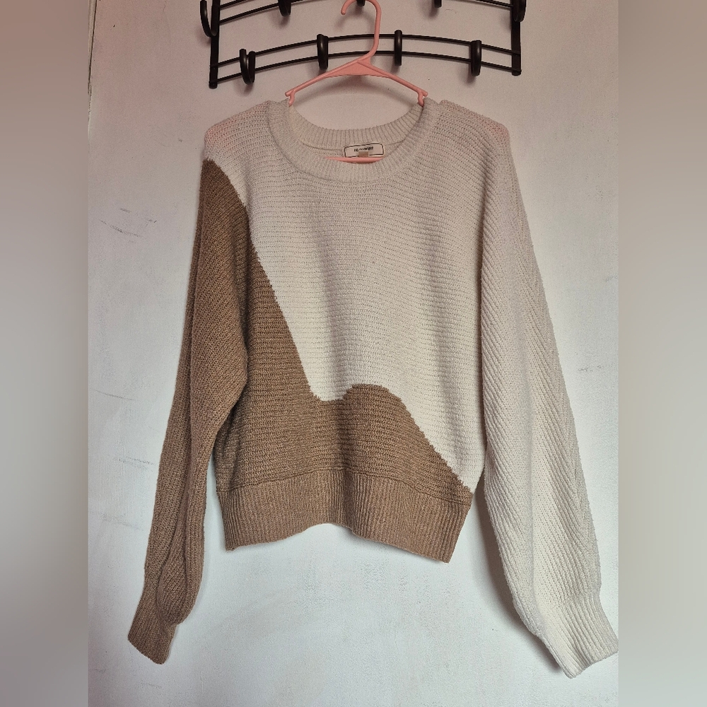 Colorblock Sweater in Cream and Brown